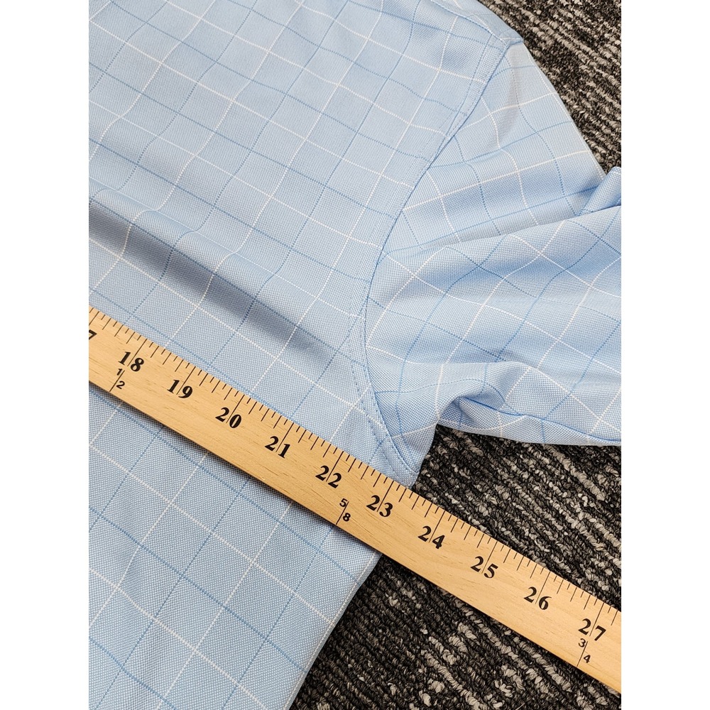 Jos. A. Bank Polo Shirt Mens Large Blue Grid Leadbetter‎ Golf Performance - Picture 6 of 7